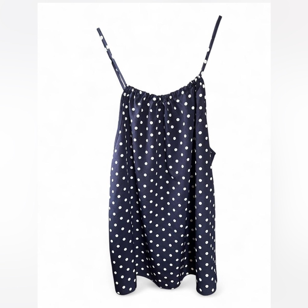 Navy and White Polka Dot Spaghetti Strap Cami Tank Top Size 2XL